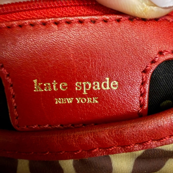 VINTAGE KATE SPADE NYLON LEOPARD PRINT SMALL RED BOW SHOULDER BAG - Picture 7 of 13